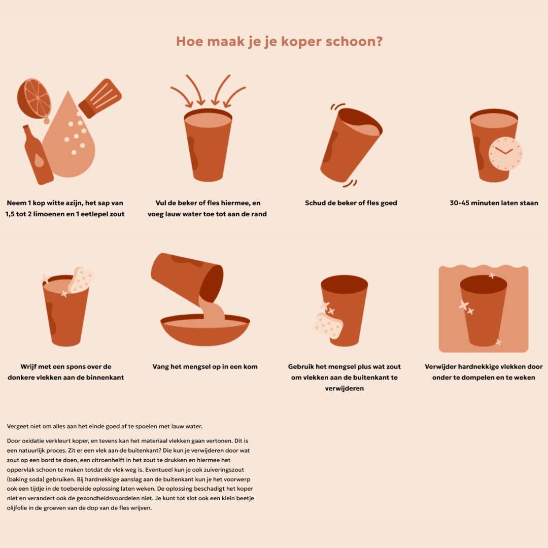 Reines Kupfer-Set: Flasche (1 l) + 2 Becher (300 ml) Gehämmert